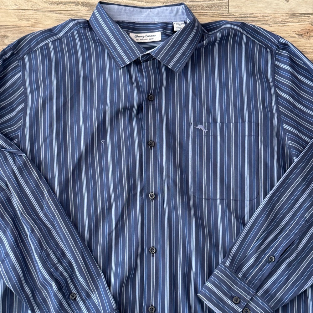 Tommy Bahama Newport Coast Button Down Blue Stripe XXL Classic